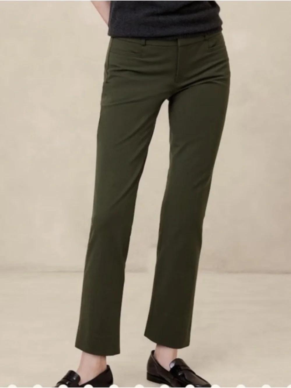 Banana Republic High-Rise Sloan Trouser Pant Olive Cropped Straight-Leg Sz 6 NWT